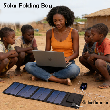 SolarOutside 30W Portable Solar Panel Charger, Foldable Monocrystalline Cell with DC + Type-C + USB Ports, IP54 Waterproof for Camping, Hiking, RV, Off-Grid Power