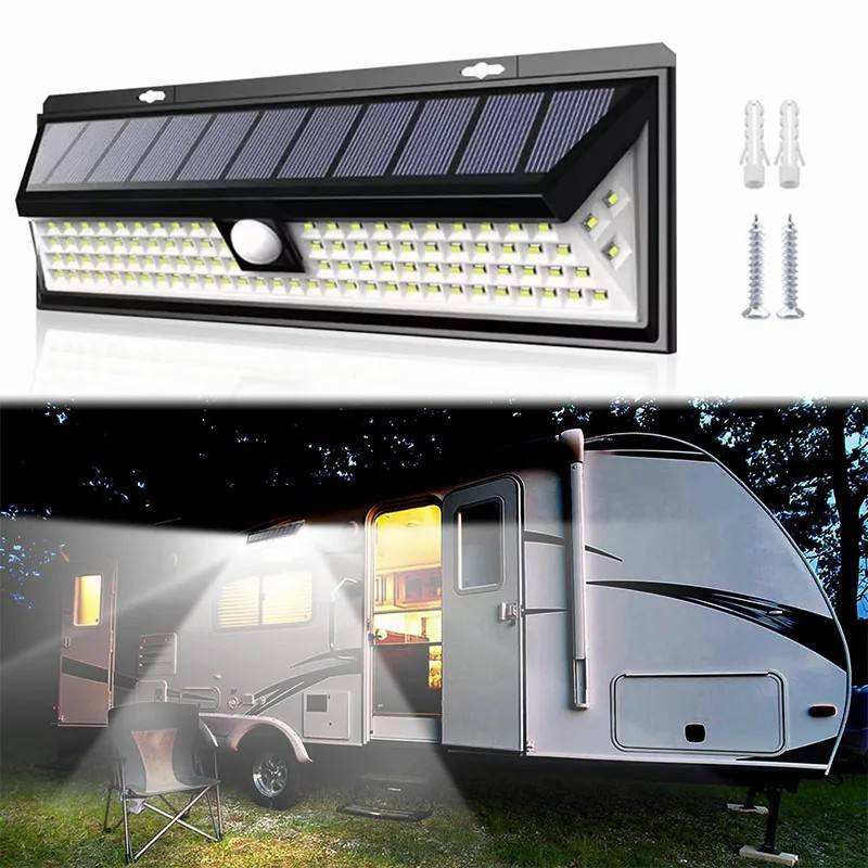 3 Modes 118/180LED LED Solar Wall Light with PIR Motion Sensor, IP65 Waterproof Outdoor Floodlight, Suitable for Garden Decoration