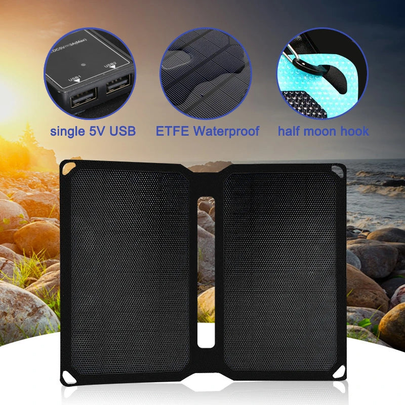 10W Ultra-Slim ETFE Portable Solar Panel - Waterproof Outdoor Emergency Solar Charger for Smartphones, Power Banks & USB Devices