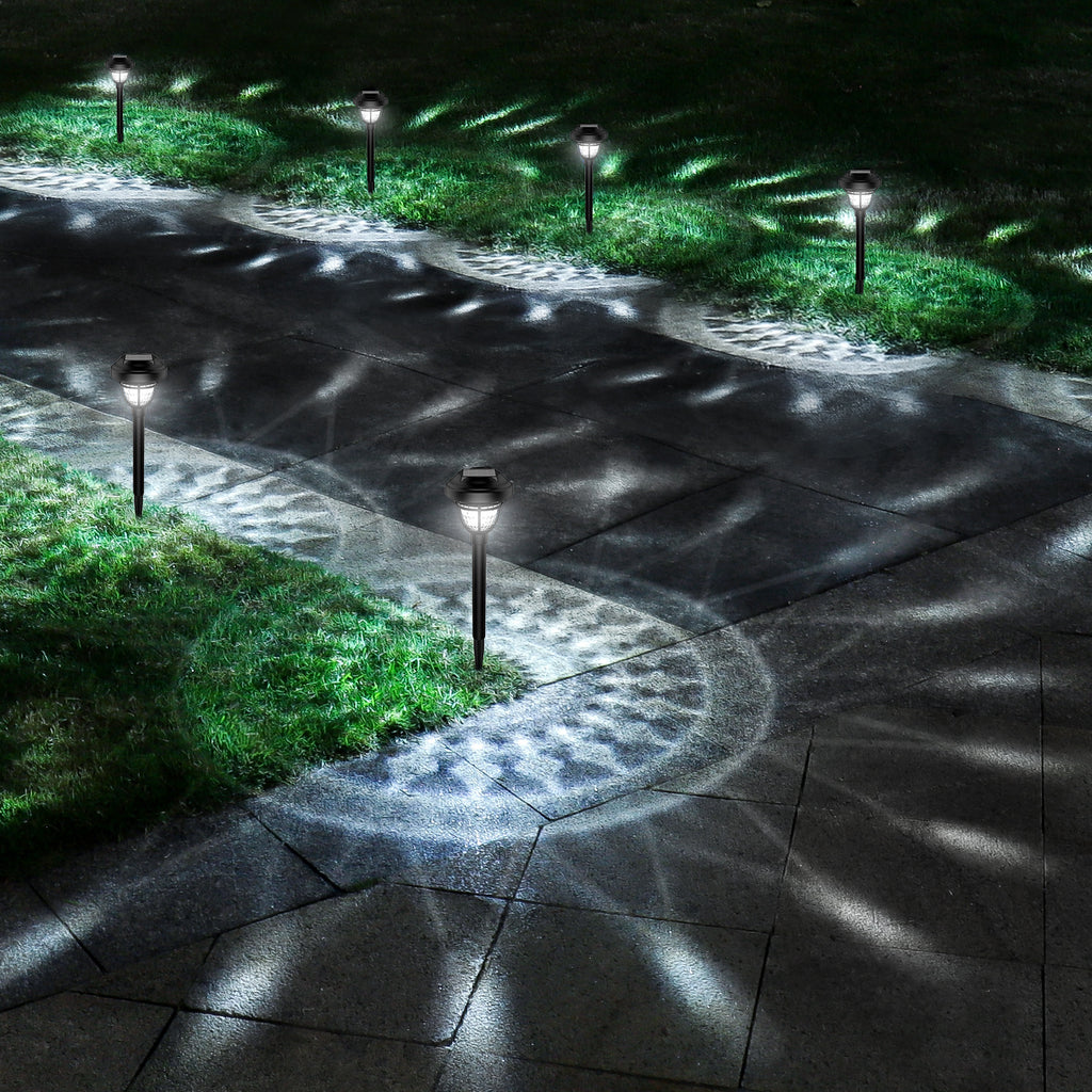 [6-Pack] Solar Ground Lights for Lawns and Gardens - Waterproof Outdoor Garden Projector Lights, Suitable for Villas, Courtyards, and Paths - Decorative LED Warm White Dual-Color Lawn Ground Lights